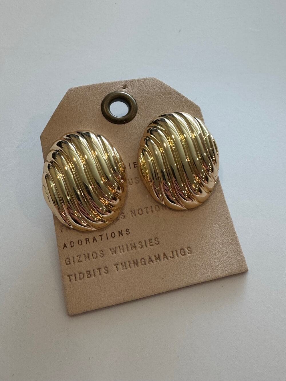 NEW Anthropologie Gold oval stud earrings